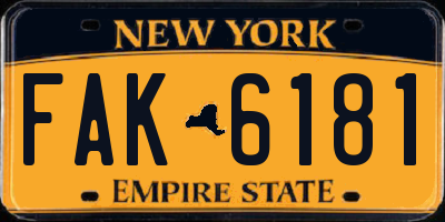 NY license plate FAK6181