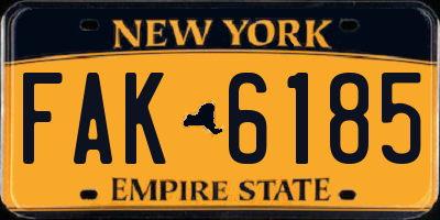 NY license plate FAK6185