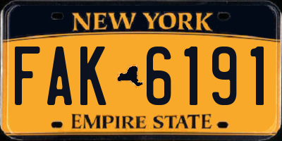 NY license plate FAK6191