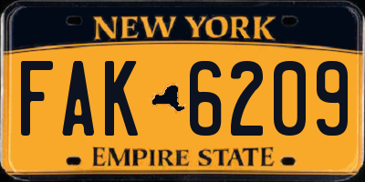 NY license plate FAK6209