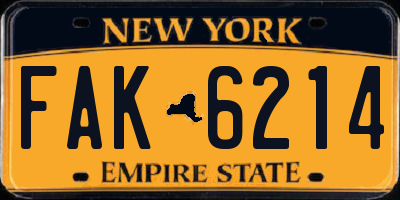 NY license plate FAK6214