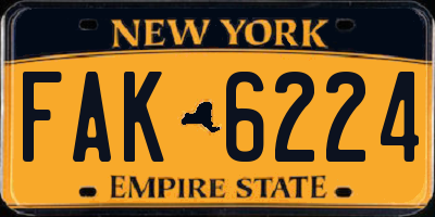 NY license plate FAK6224