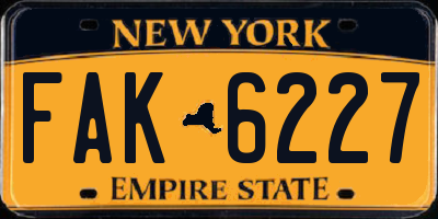 NY license plate FAK6227