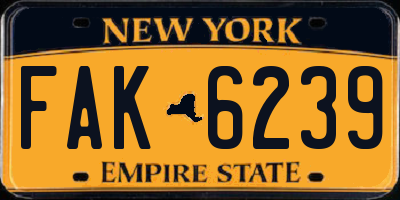 NY license plate FAK6239