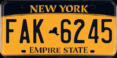 NY license plate FAK6245
