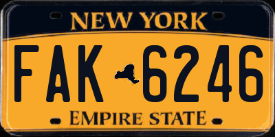 NY license plate FAK6246