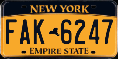 NY license plate FAK6247