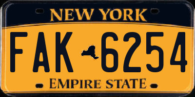 NY license plate FAK6254