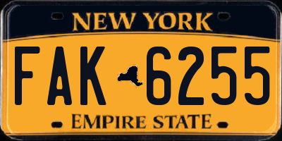 NY license plate FAK6255