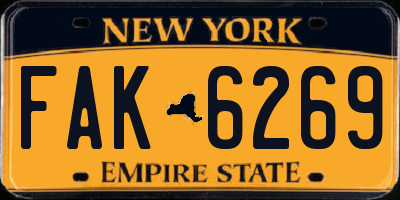 NY license plate FAK6269
