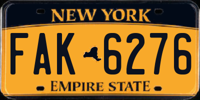 NY license plate FAK6276