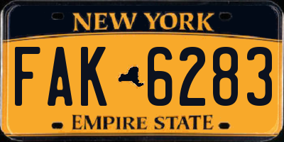 NY license plate FAK6283