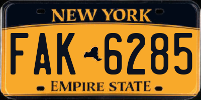 NY license plate FAK6285