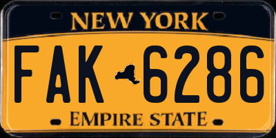NY license plate FAK6286