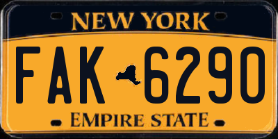 NY license plate FAK6290