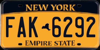 NY license plate FAK6292
