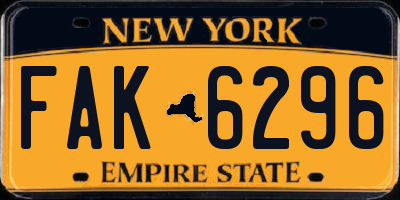 NY license plate FAK6296