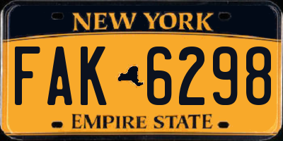 NY license plate FAK6298