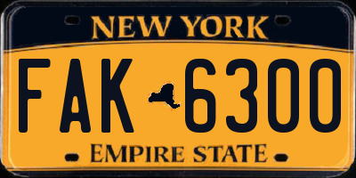 NY license plate FAK6300