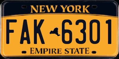NY license plate FAK6301