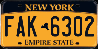NY license plate FAK6302