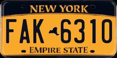 NY license plate FAK6310