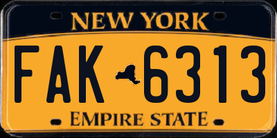NY license plate FAK6313
