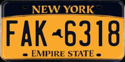 NY license plate FAK6318