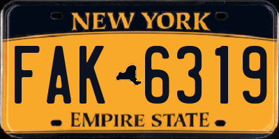 NY license plate FAK6319