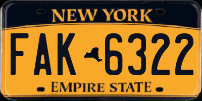 NY license plate FAK6322