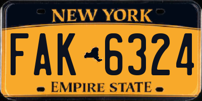 NY license plate FAK6324