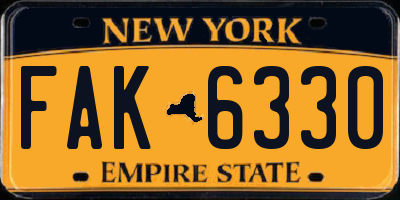 NY license plate FAK6330