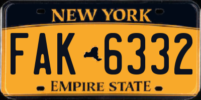 NY license plate FAK6332