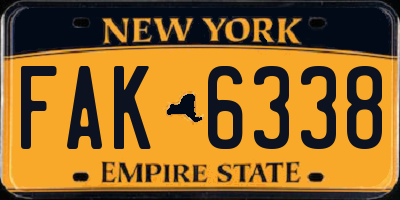 NY license plate FAK6338