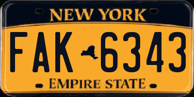 NY license plate FAK6343