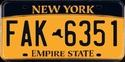 NY license plate FAK6351