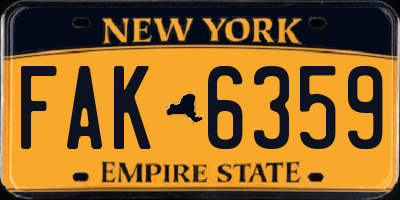 NY license plate FAK6359