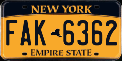 NY license plate FAK6362