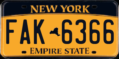 NY license plate FAK6366