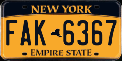 NY license plate FAK6367