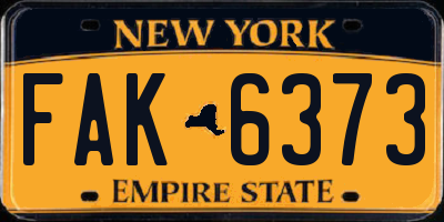 NY license plate FAK6373