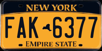 NY license plate FAK6377