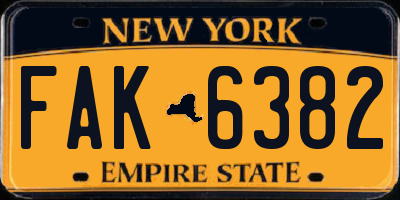 NY license plate FAK6382