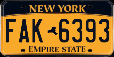 NY license plate FAK6393