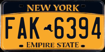 NY license plate FAK6394