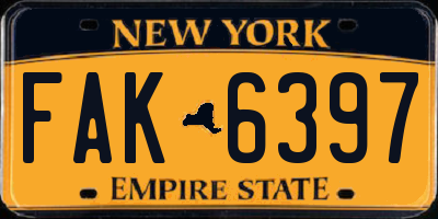 NY license plate FAK6397