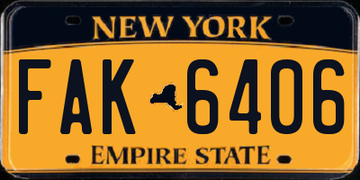 NY license plate FAK6406