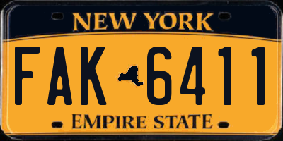 NY license plate FAK6411
