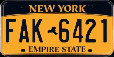 NY license plate FAK6421