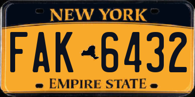 NY license plate FAK6432
